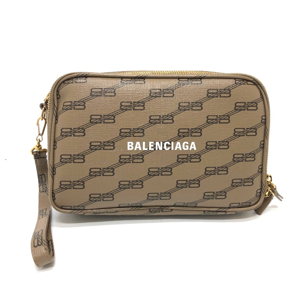 バレンシアガ BALENCIAGA エブリデイ 644432 ロゴ ポシェット カバン セカンドバッグ クラッチバッグ レザー ブラウン