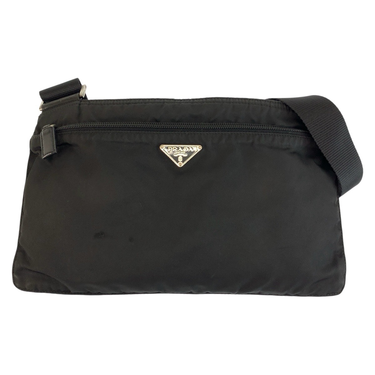 PRADA プラダ テスート 三角ロゴプレート ブラック 黒 シルバー金具 ナイロン ショルダーバッグ ポシェット 604281 【中古】