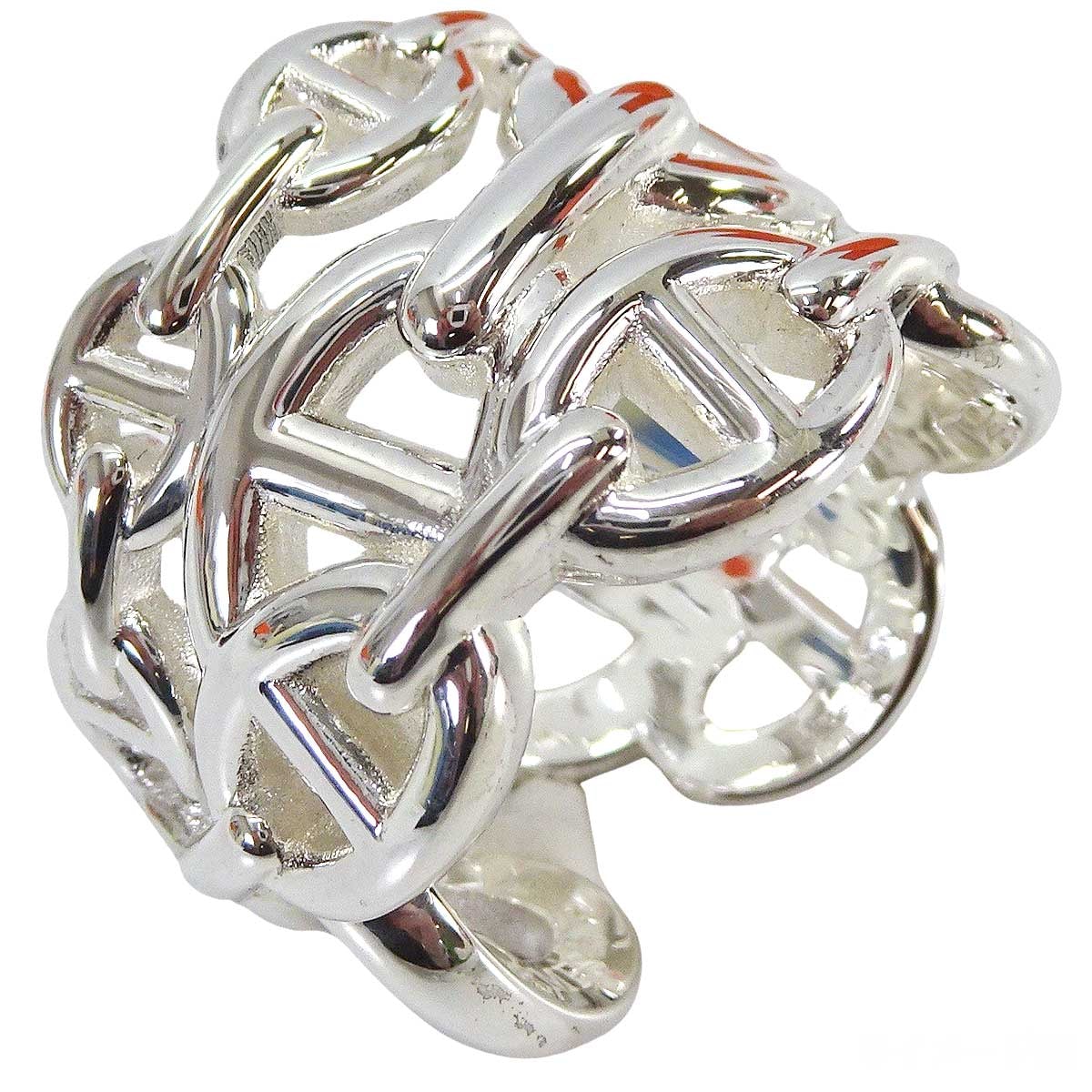 Hermes Chaine D'ancre Enchainee Ring Large Model "Silver"