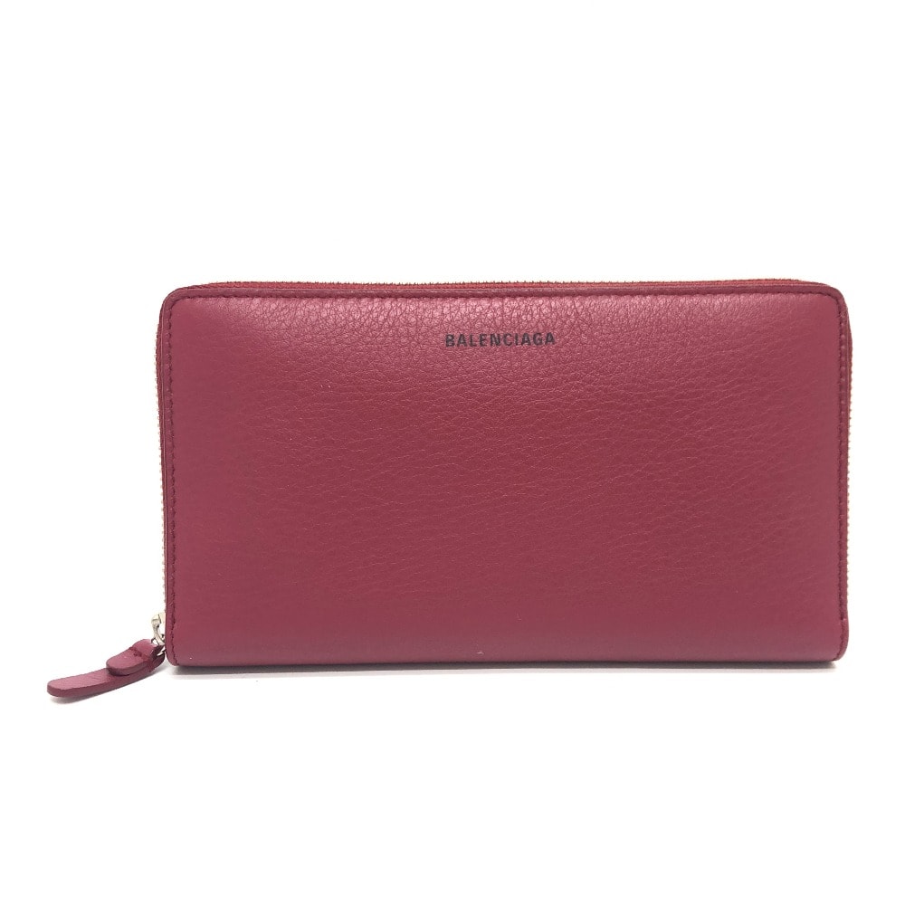 バレンシアガ BALENCIAGA エヴリデイ コンチネンタル 516362 ロゴ ラウンドファスナー ジップアラウンド 長財布 財布 長財布 レザー レッド 未使用