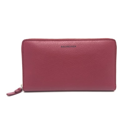 バレンシアガ BALENCIAGA エヴリデイ コンチネンタル 516362 ロゴ ラウンドファスナー ジップアラウンド 長財布 財布 長財布 レザー レッド 未使用