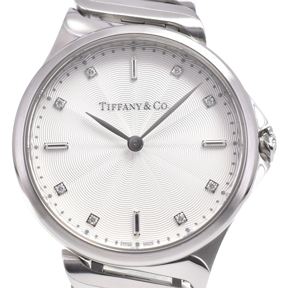 ティファニー TIFFANY&Co. 60874794 メトロ2 ハンド 8Pダイヤ シルバー クォーツ レディース 美品 保証書付き 腕時計 D#146877