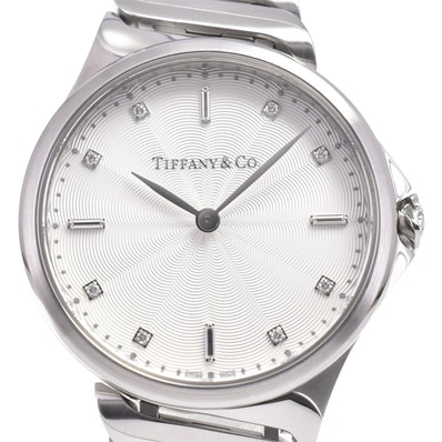 ティファニー TIFFANY&Co. 60874794 メトロ2 ハンド 8Pダイヤ シルバー クォーツ レディース 美品 保証書付き 腕時計 D#146877