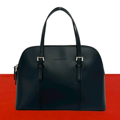 BURBERRY バーバリー ロゴ ノバチェック レザー ハンドバッグ ブラック
42806