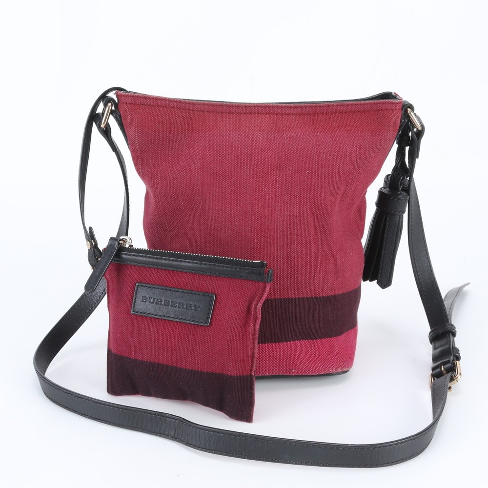 バーバリー ショルダーバッグ レザー×キャンバス