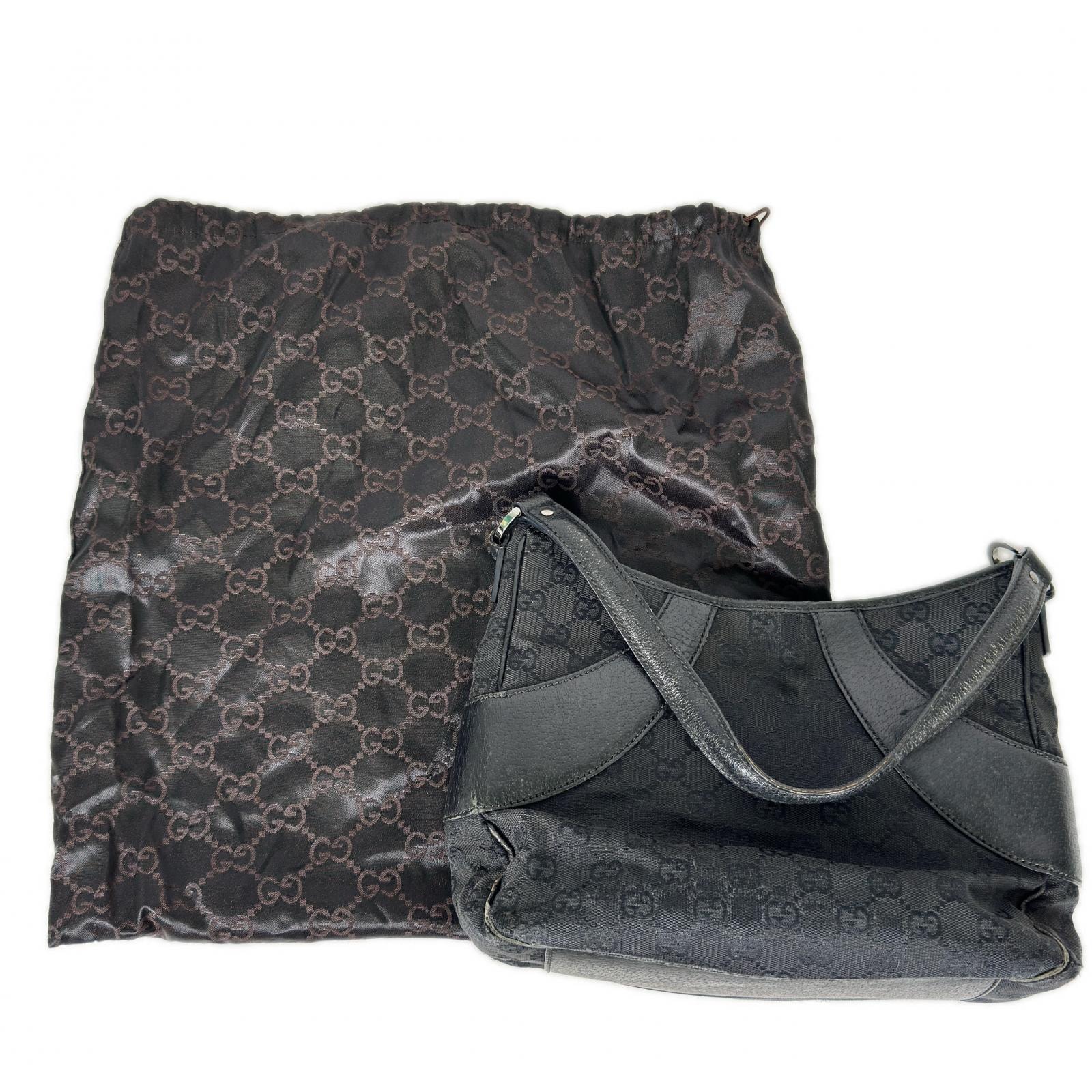 GUCCI グッチ ハンドバッグ ブラック GGキャンバス/レザー GG柄 ファッション小物 カバン レディース
