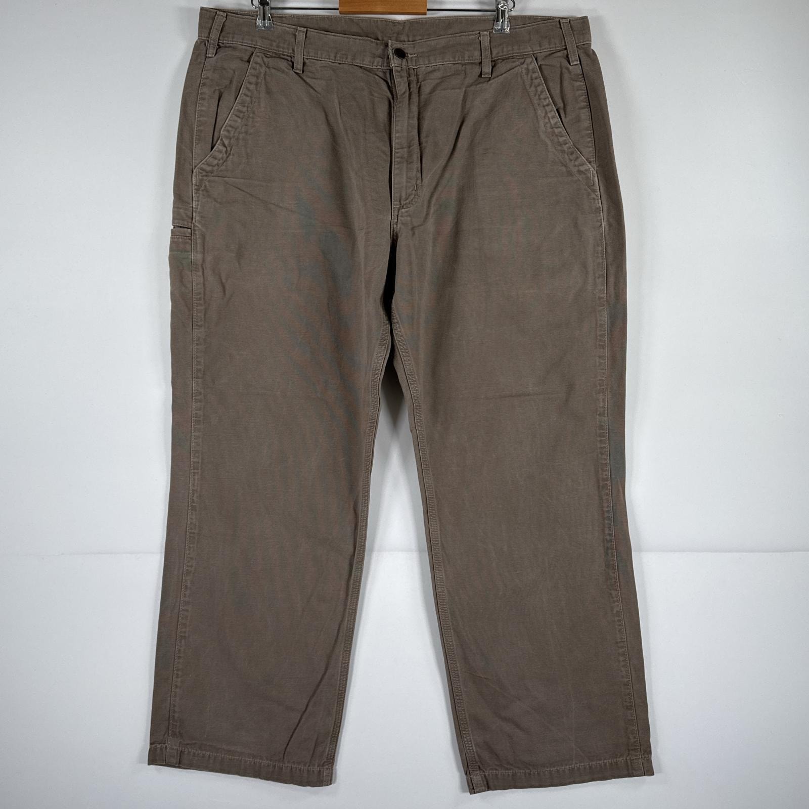 古着 カーハート Carhartt ワークパンツ ダック ペインターパンツ 作業着 ワンポイント ロゴ 大きいサイズ w42 L30  ベージュ メンズ