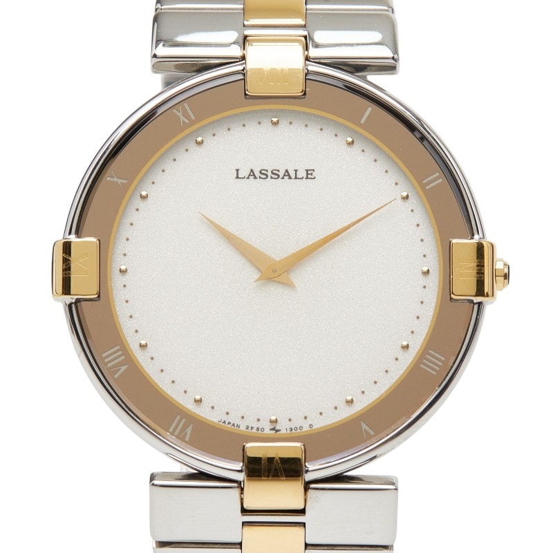 セイコー LASSALE ラサール 2F50-0170 ダイヤ12P 腕時計 LBMA024 クオーツ シルバー文字盤 ステンレススチール メンズ SEIKO 【中古】