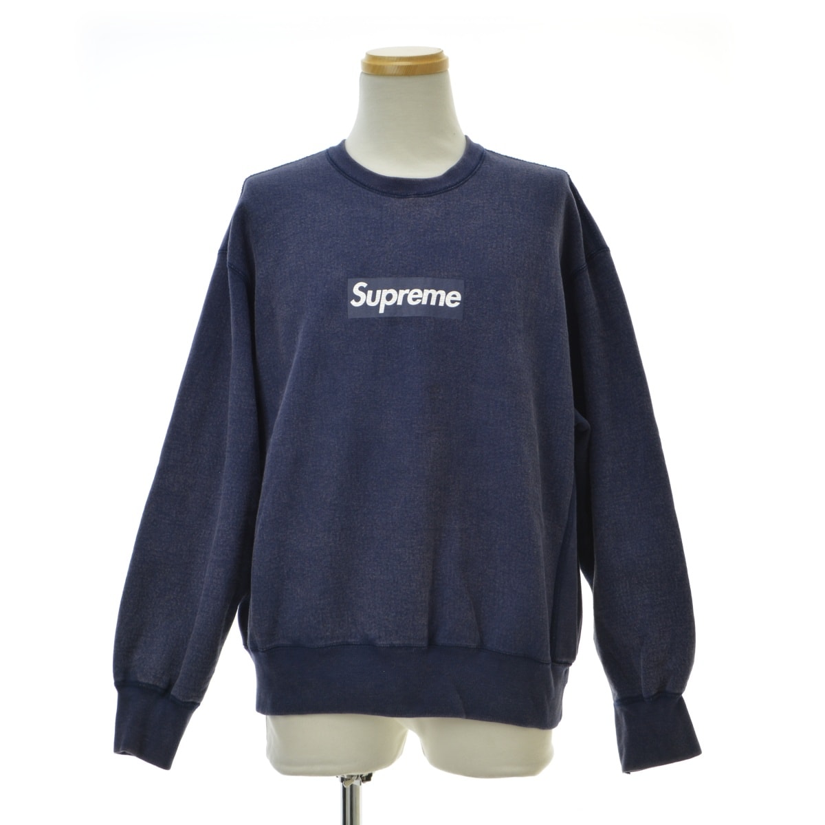 Supreme Washed Box Logo Crewneck "Navy"