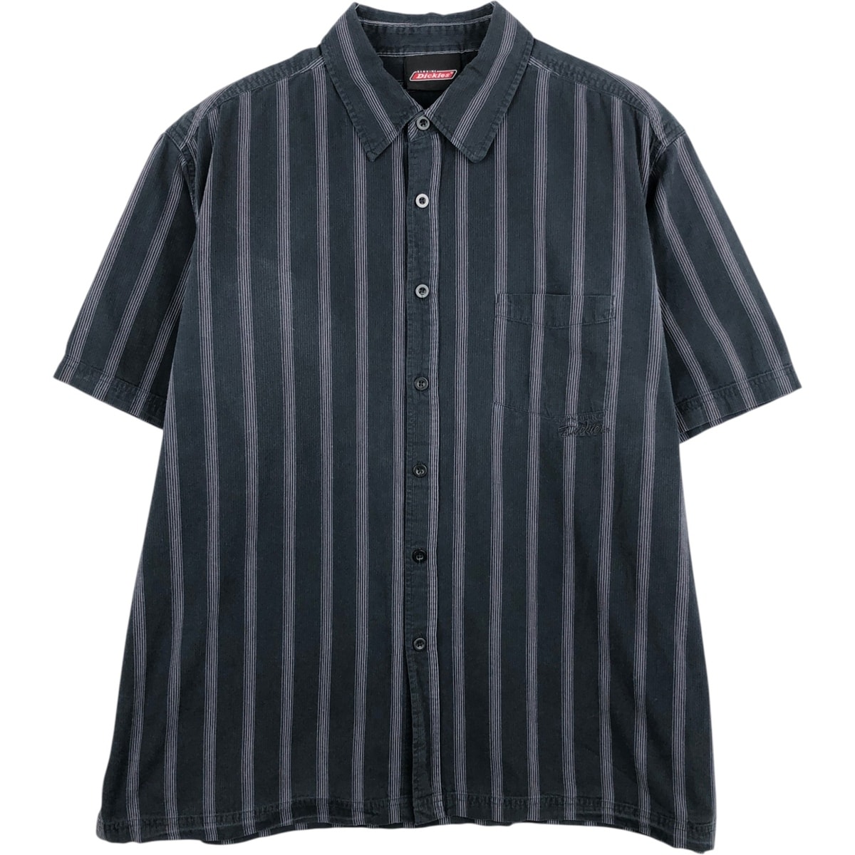 古着 ディッキーズ Dickies ストライプ柄 半袖 ワークシャツ ボックスシャツ メンズXL相当/eaa477291