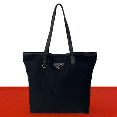 PRADA プラダ 三角ロゴ 金具 ナイロン レザー トートバッグ ブラック
18081