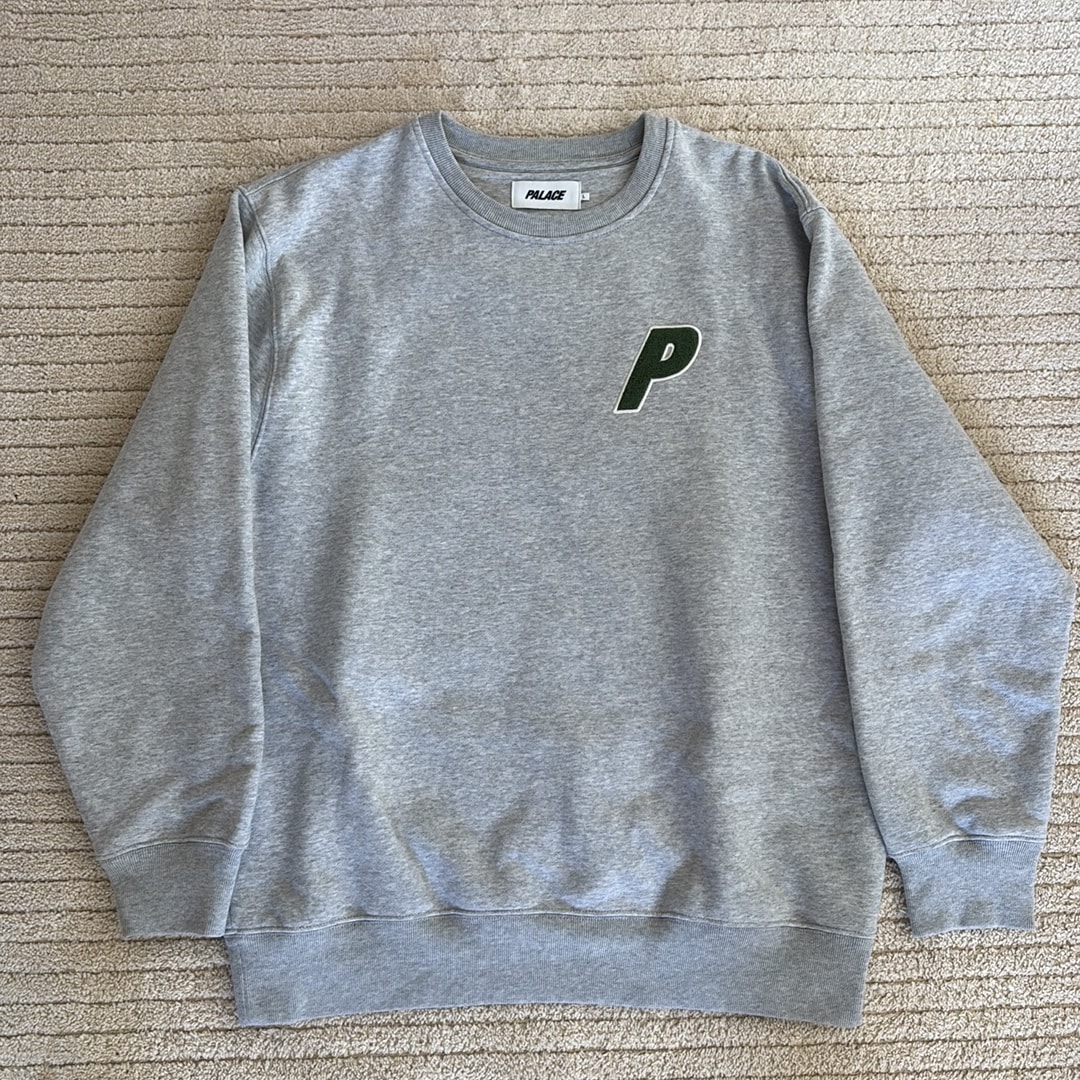 PALACE Chenille Tri-Ferg Crew "Grey Marl"