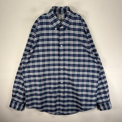 古着 ブルックスブラザーズ Brooks Brothers 長袖シャツ ワンポイント XL ネイビー系 チェック メンズ