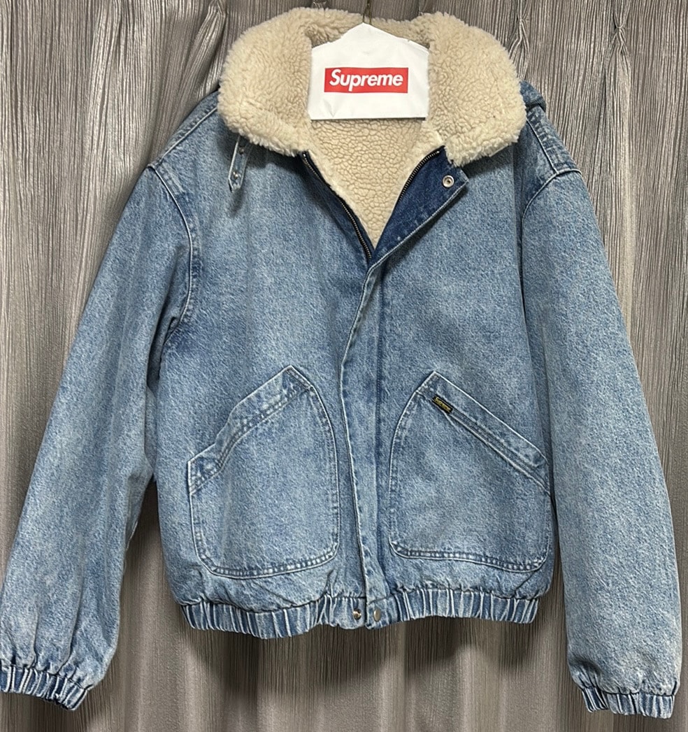 Supreme Faux Shearling Lined Bomber Jacket "Denim"
