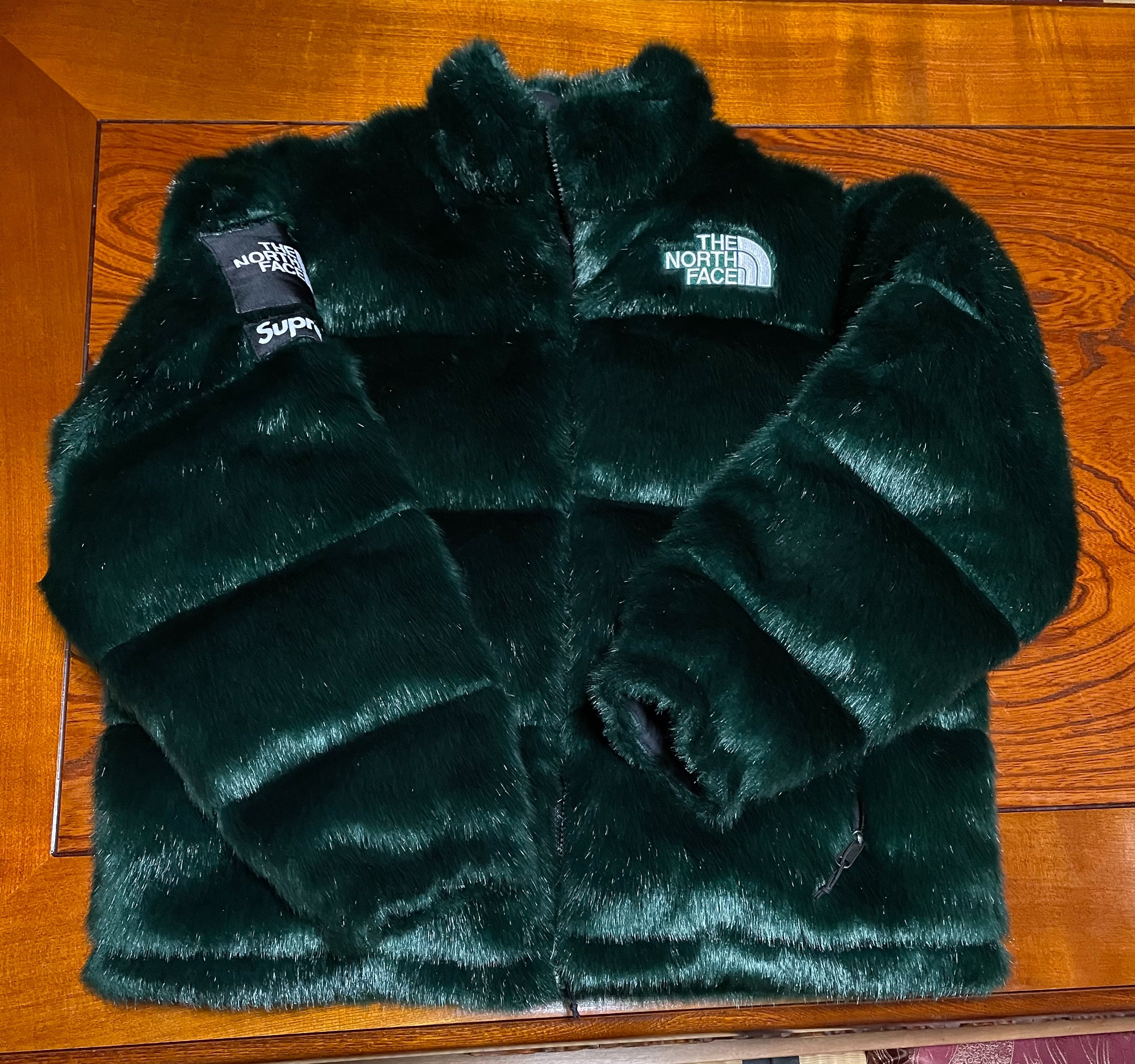 Supreme x The North Face Faux Fur Nuptse Jacket "Green"
