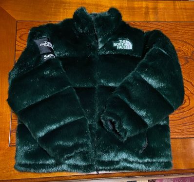 Supreme x The North Face Faux Fur Nuptse Jacket "Green"