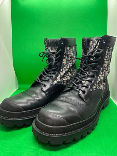 Dior Explorer Ankle Boot Smooth Calfskin and Dior Oblique Jacquard "Beige/Black"