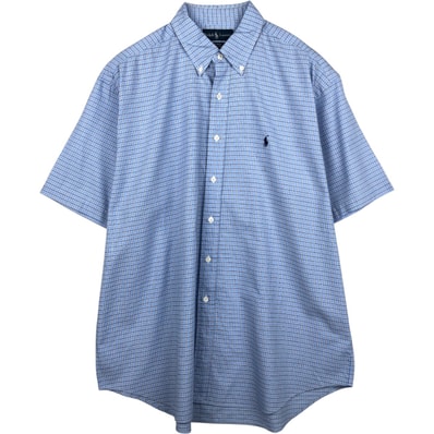 古着 ラルフローレン Ralph Lauren BLAKE 半袖 ボタンダウン チェックシャツ メンズXL相当/eaa655870