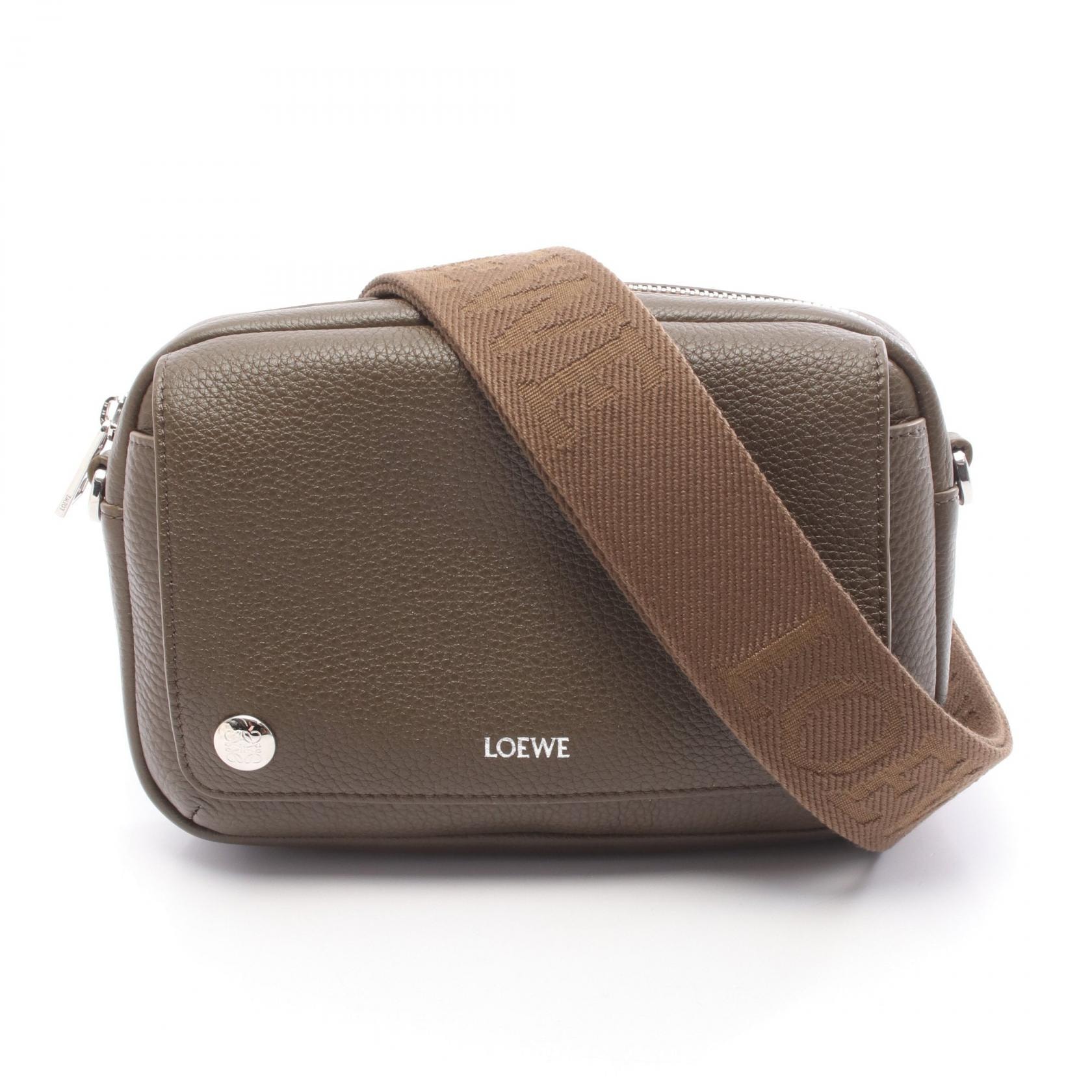 ロエベ LOEWE ペブル メッセンジャーバッグ スモール ショルダーバッグ バッグ レザー メンズ カーキ系 BANBPCBX016423 【新品】