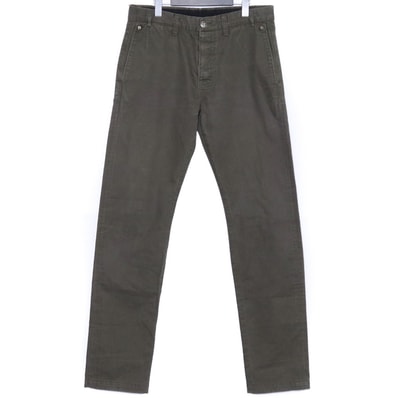 CHROME HEARTS クロスボタン付き チノパンツ パイピングレザー