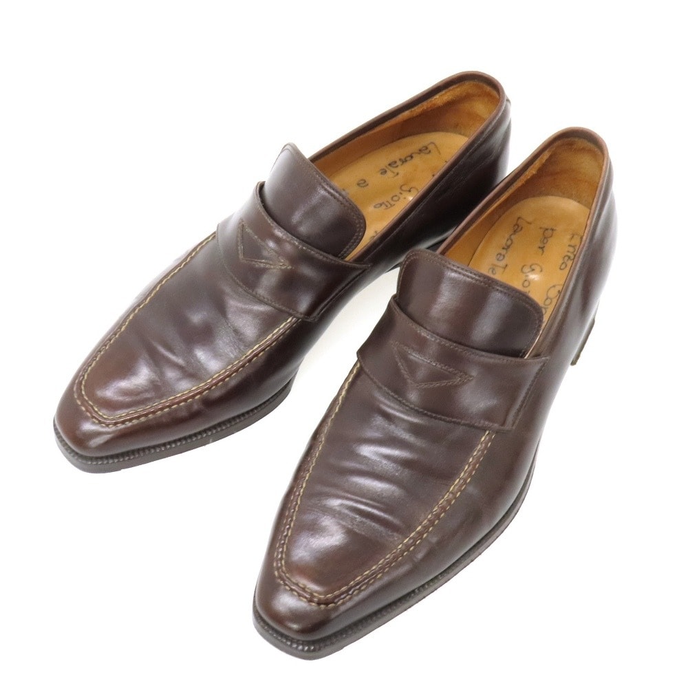 【中古】エンツォ ボナフェ Enzo Bonafe ジオット別注 カーフ レザー ローファー ブラウン【サイズ6 1/2】【メンズ】