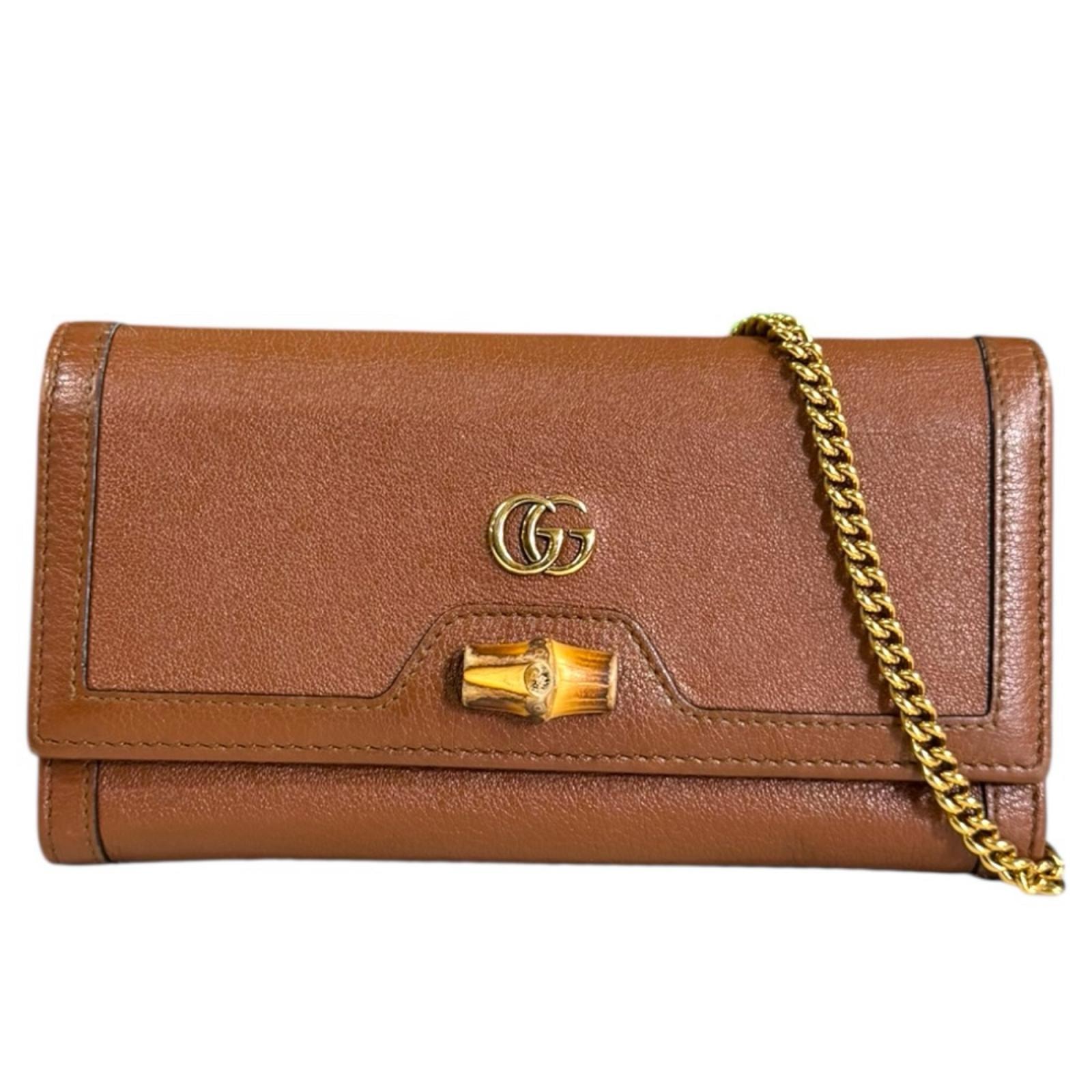 グッチ バンブー ショルダーバッグ レザー 658243 ブラウン レディース GUCCI  中古