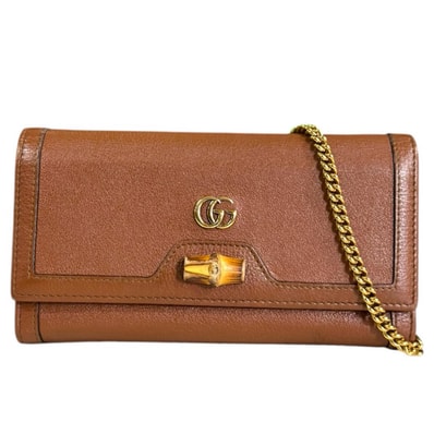グッチ バンブー ショルダーバッグ レザー 658243 ブラウン レディース GUCCI 中古