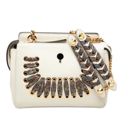 フェンディ ドットコム クリック チェーン ショルダーバッグ 8BN299 ホワイト レザー レディース FENDI 中古