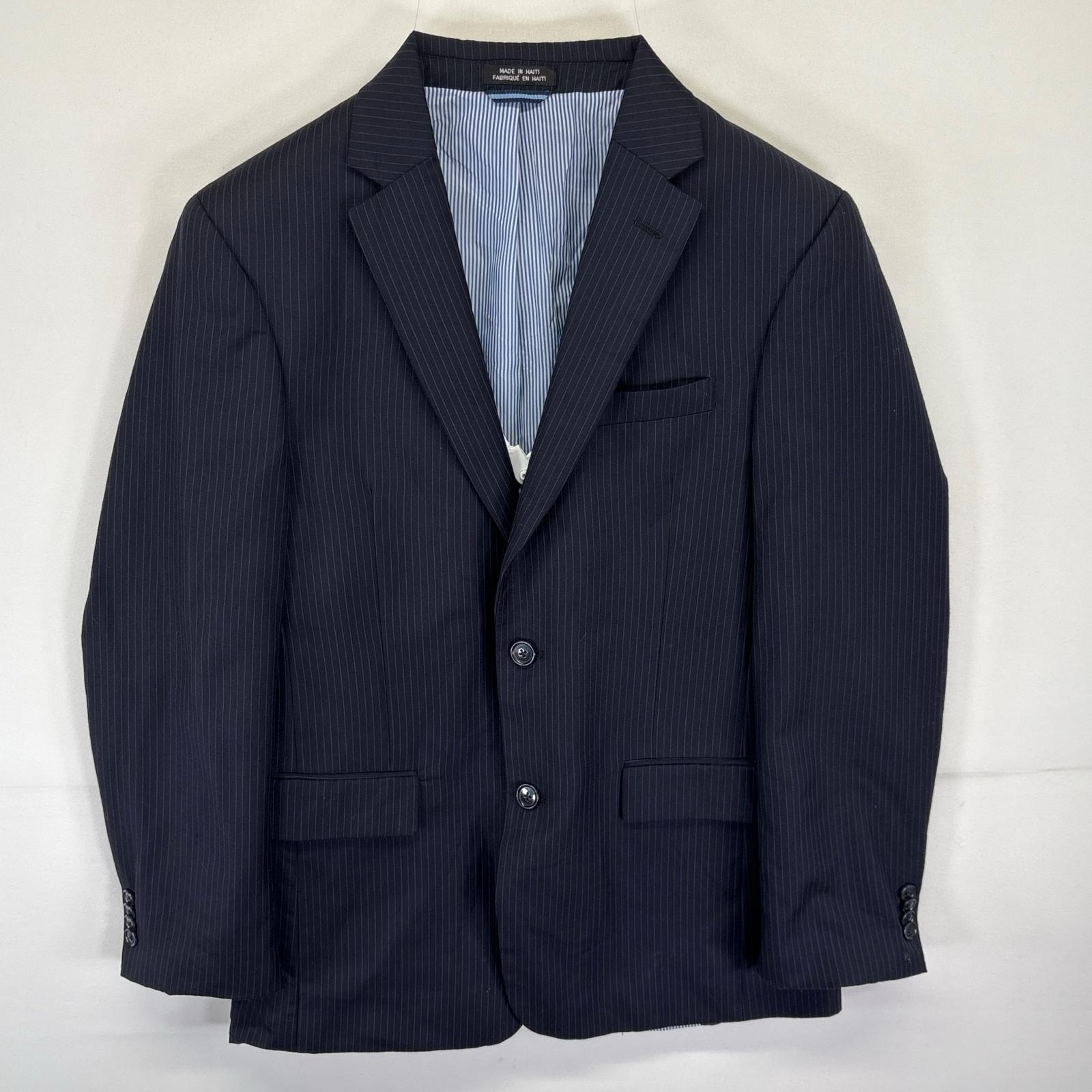 古着 トミーヒルフィガー TOMMY HILFIGER テーラードジャケット ストライプ柄 スーツ ブレザー 大きいサイズ 38R  ブラック メンズ