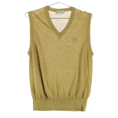 Burberrys バーバリーズ 90s オールド ノースリーブ リネン シルク ベスト M マスタードイエロー