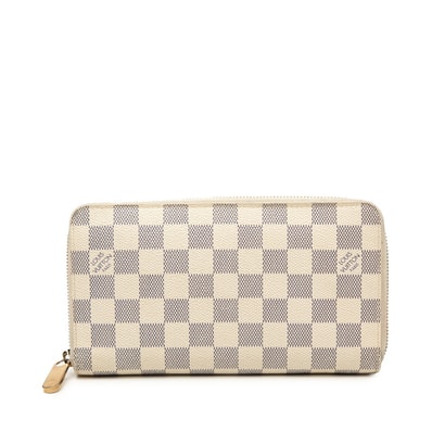 ルイ ヴィトン ダミエ アズール ジッピー オーガナイザー 長財布 N60012 ホワイト PVC レザー レディース LOUIS VUITTON 【中古】