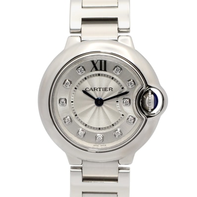 カルティエ CARTIER バロンブルー SM 11Pダイヤ 腕時計 時計 ステンレススチール ダイヤモンド レディース シルバー系 WE902073 【中古】