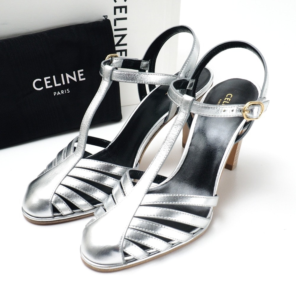 ■美品■CELINE セリーヌ サンダル サイズ35 アンクルストラップ ヒール ブランド古着【中古】20260420/RA9019