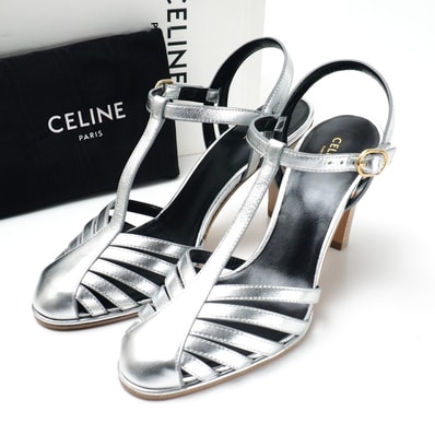 ■美品■CELINE セリーヌ サンダル サイズ35 アンクルストラップ ヒール ブランド古着【中古】20260420/RA9019