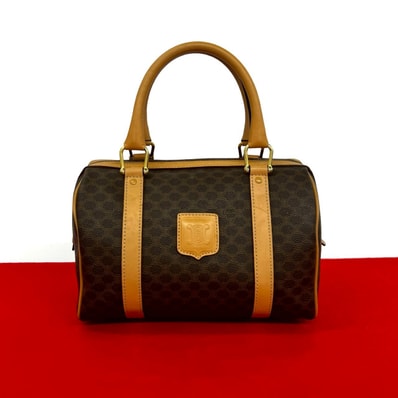 CELINE セリーヌ マカダム ブラゾン トリオンフ ロゴ レザー PVC ハンドバッグ ブラウン
32221