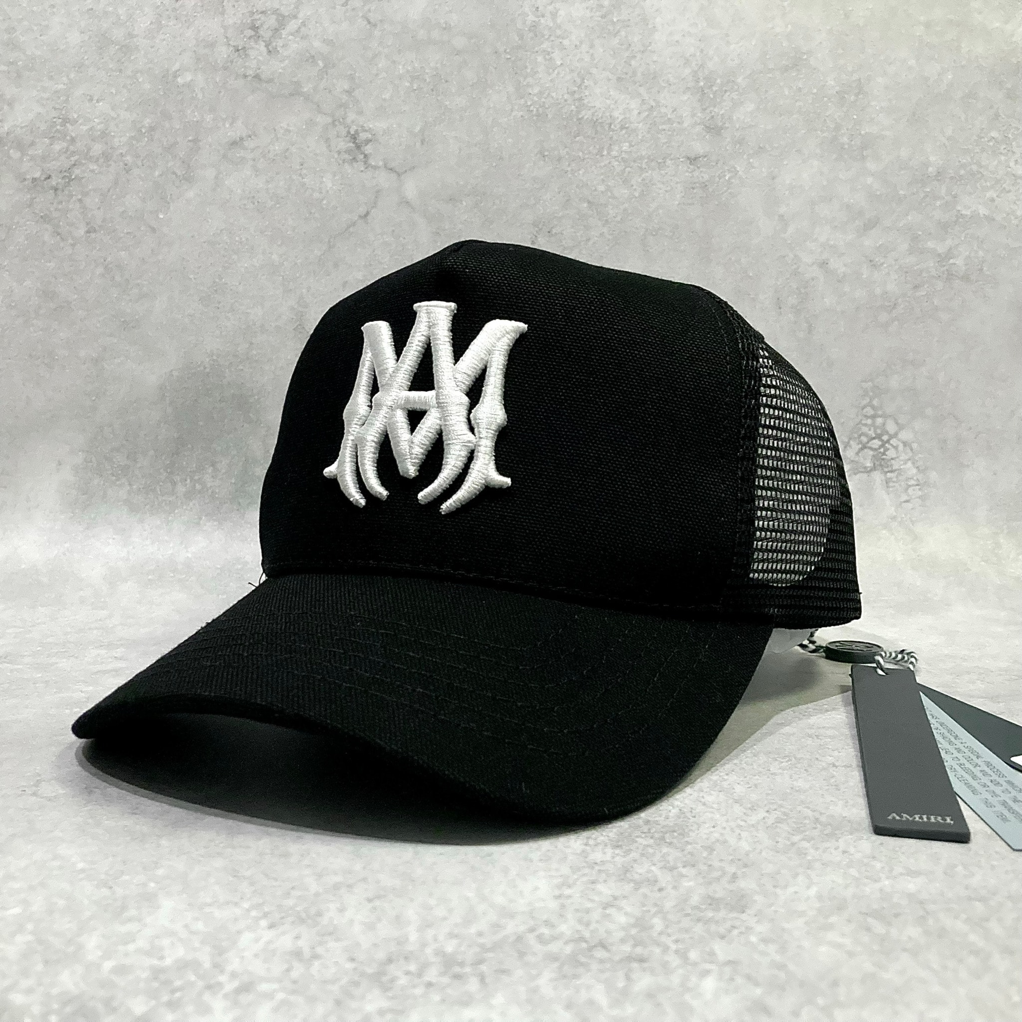 AMIRI MA Logo Trucker Hat "Black/White"