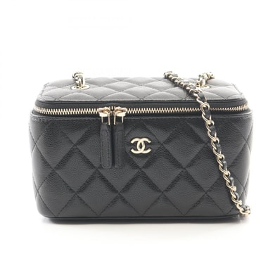 シャネル CHANEL マトラッセ スモールバニティ ショルダーバッグ バッグ キャビアスキン(グレインドカーフ) レディース ブラック系 AP1341 【中古】