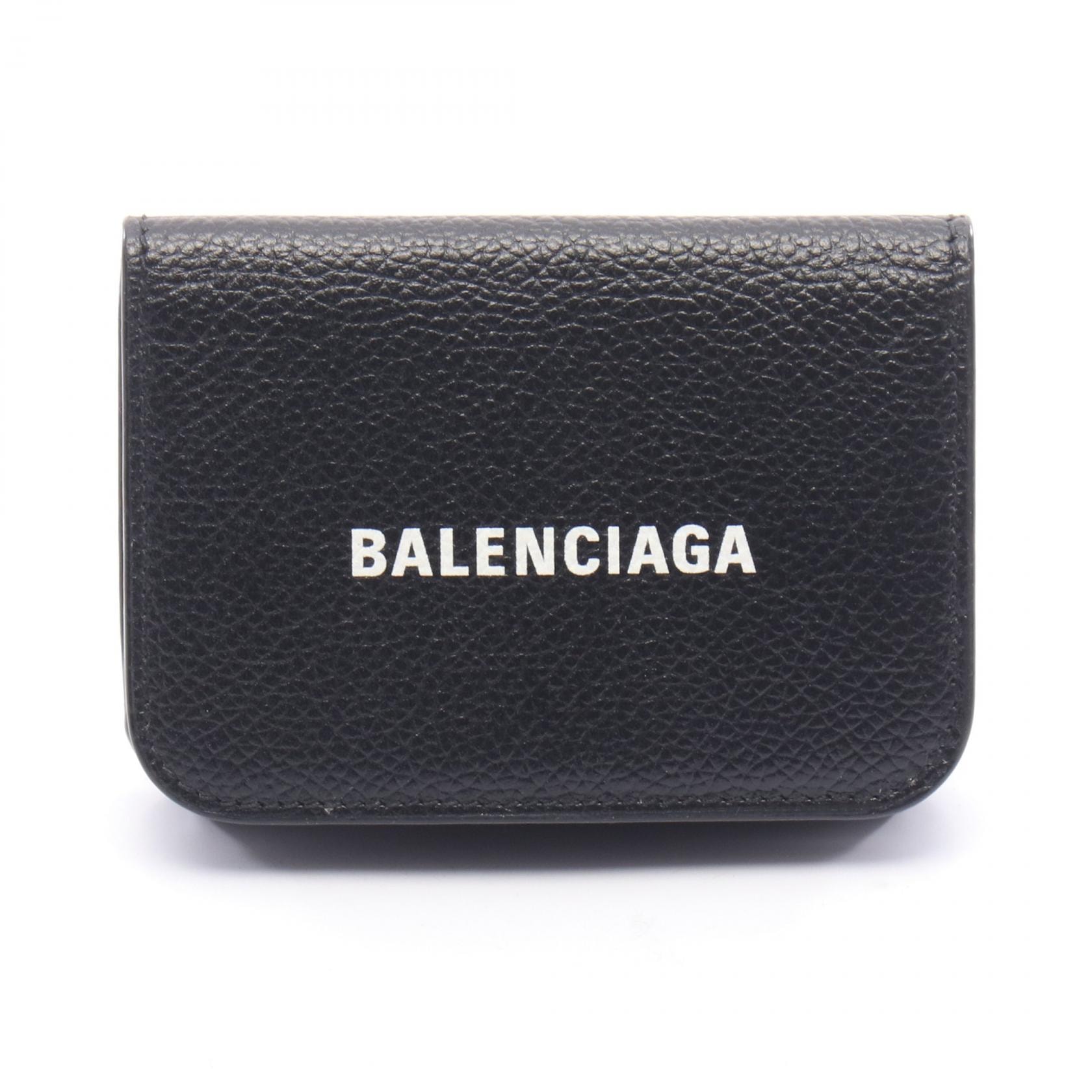 バレンシアガ BALENCIAGA Cash Mini Wallet キャッシュ ミニ ウォレット 三つ折り財布 財布 レザー レディース ブラック系 5938131IZIM1090 【中古】