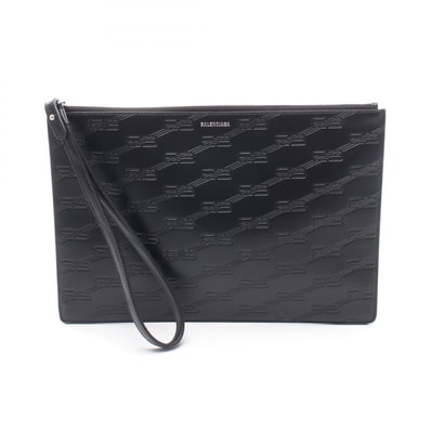 バレンシアガ BALENCIAGA BBモノグラム セカンドバッグ クラッチバッグ バッグ レザー メンズ ブラック系 717791 【中古】
