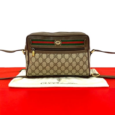 GUCCI グッチ シェリーライン GG ロゴ 金具 レザー PVC ショルダーバッグ ブラウン
29604