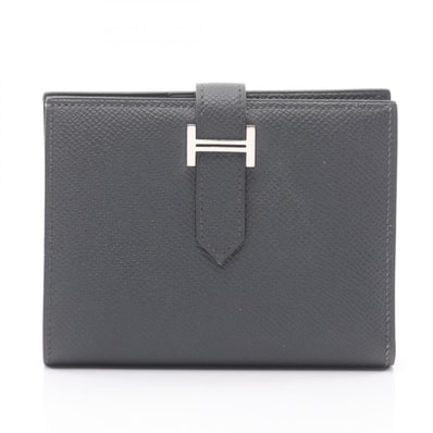 エルメス HERMES ベアンコンパクト 二つ折り財布 財布 レザー ヴォーエプソン ヴォーエプソン W刻印(2024年製造) レディース グレー系 【中古】