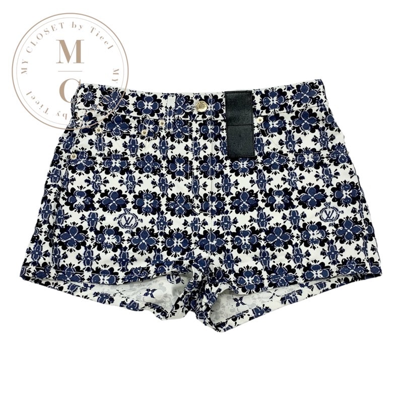 ルイヴィトン LOUIS VUITTON モノグラム ボトムス コットン ポリエステル ホワイト ブルー ブラック フラワー ショートパンツ