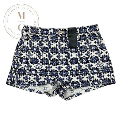 ルイヴィトン LOUIS VUITTON モノグラム ボトムス コットン ポリエステル ホワイト ブルー ブラック フラワー ショートパンツ