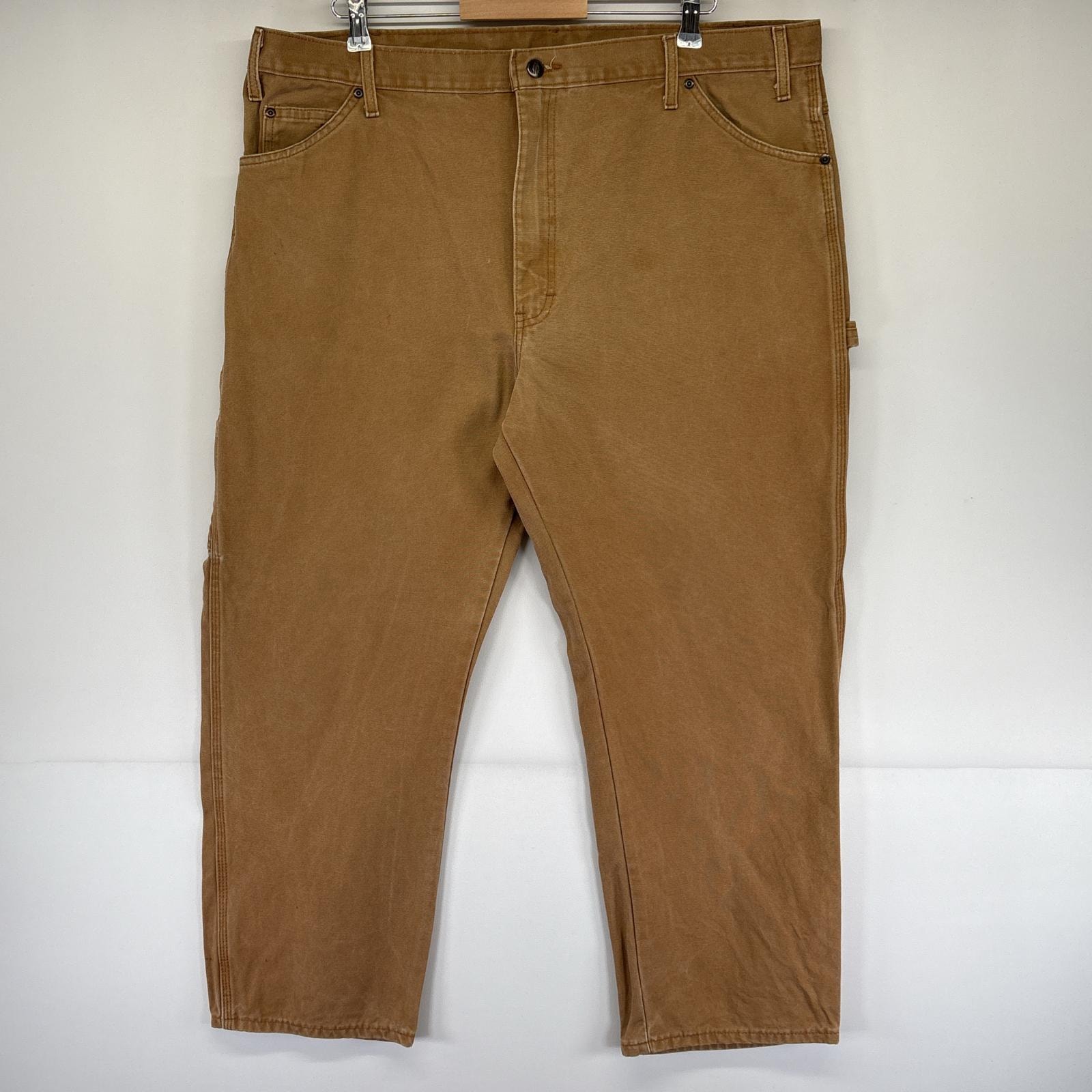 古着 ディッキーズ Dickies ワークパンツ ダック地 ペインター ワンポイントロゴ 長ズボン ハンマーループ w42 L30  ブラウン系 メンズ