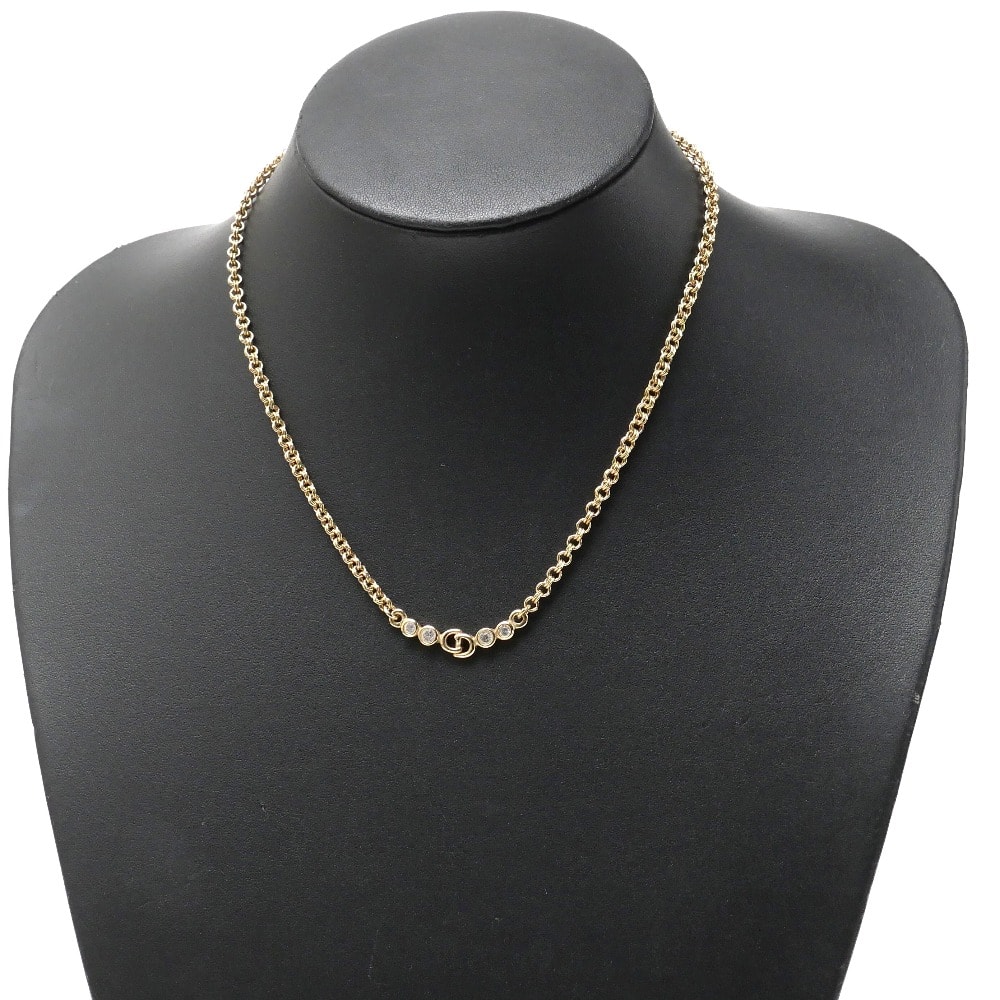 ■美品■Christian Dior クリスチャンディオール ヴィンテージ ネックレス ラインストーン CDロゴ ゴールド ブランド古着【中古】20250901/RA5886