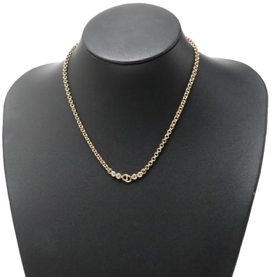 ■美品■Christian Dior クリスチャンディオール ヴィンテージ ネックレス ラインストーン CDロゴ ゴールド ブランド古着【中古】20250901/RA5886
