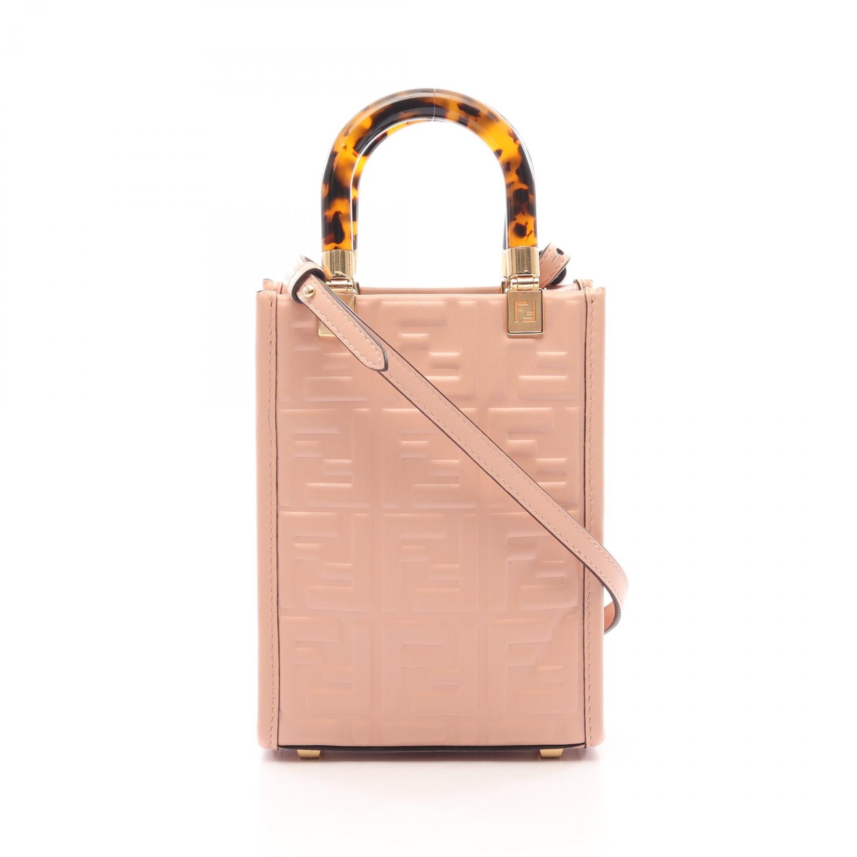 フェンディ FENDI サンシャインショッパー ミニ 2WAY ハンドバッグ バッグ レザー レディース ピンク系 8BS051 【中古】