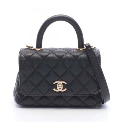 シャネル CHANEL ココハンドルXXS トップハンドル ハンドバッグ バッグ キャビアスキン(グレインドカーフ) レディース ブラック系 AS2215 【中古】