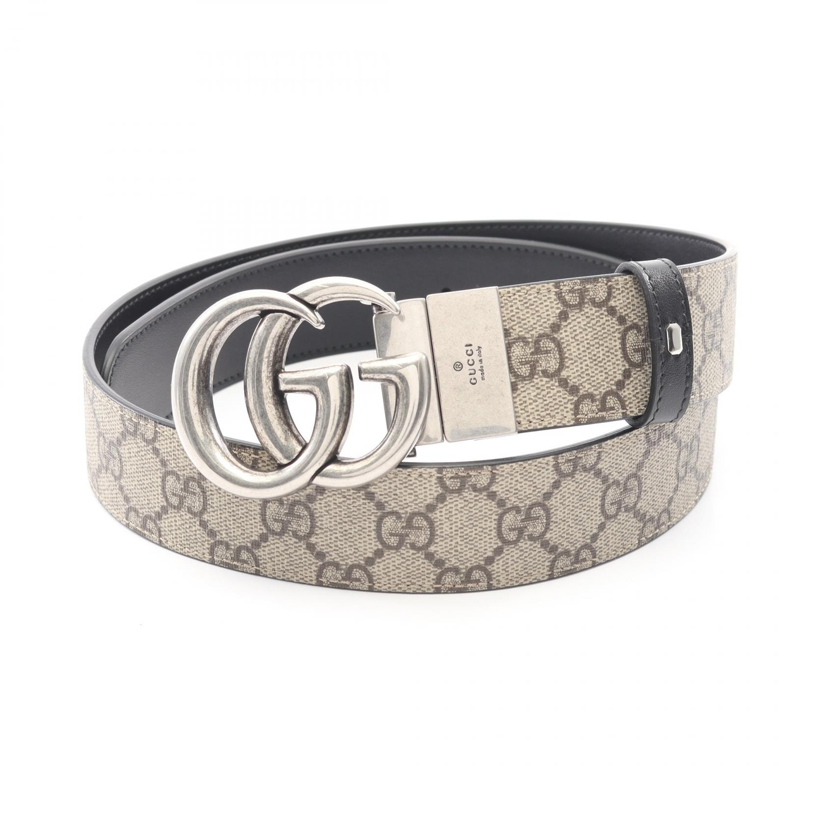 グッチ GUCCI ダブルG GGスプリーム ベルト 衣料品 レザー PVCコーティングキャンバス メンズ ベージュ系 / ブラック系 62705592TIN976985 【新品】