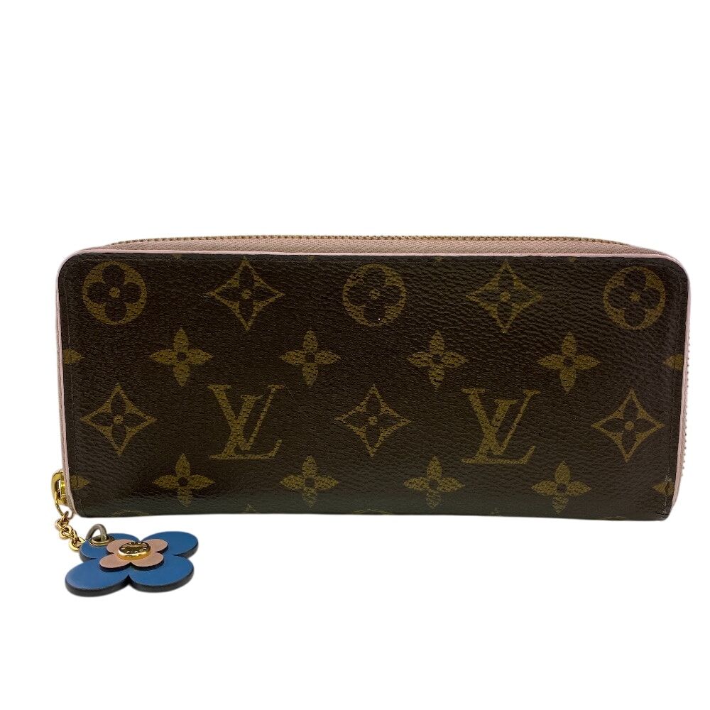 ルイヴィトン LOUIS VUITTON 長財布 ラウンドファスナー 花 ピンク